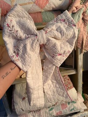 Quilted Fabric Bow in Soft Blush Pink